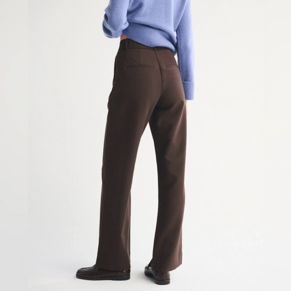 Abercrombie & Fitch Sloane Tailored Wide-Leg High-Rise Pants in Dark Brown 26R - Picture 6 of 8